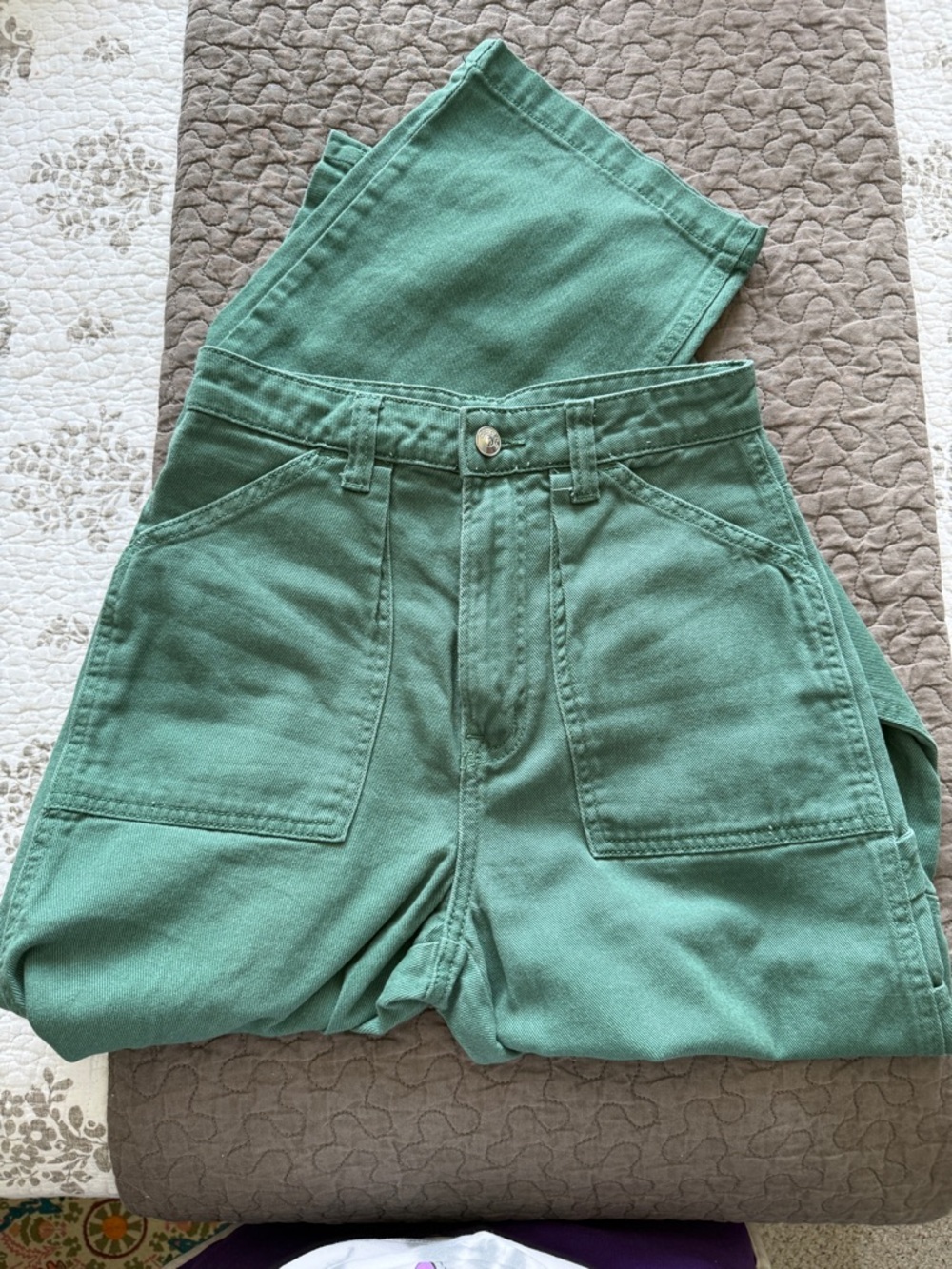 H&M Green High-Waist Utility Pants